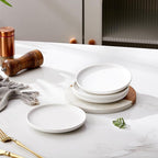 Matte Ceramic Appetizer Plates 6 Inch,Small Mini Dessert Plates Set of 4,Microwave and Oven Safe Snack,Bread,Butter Dessert,Pie,Cake Plates Cat Dishes(6 inch, White)