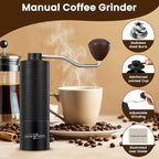Manual Coffee Grinder – Portable Conical Burr Hand Grinder with Adjustable Settings & Double Bearings – Stainless Steel Coffee Mill for Espresso, French Press, Travel & Camping Gift