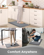Ophanie Kitchen mats for Floor, Kitchen Rugs, Anti Fatigue Standing Cushioned Mat, Waterproof, Comfort Ergonomic mat for Office, Home, Sink, 9/10 inch Thick Memory Foam 20x32 Grey Non-Slip Bottom