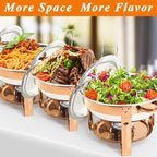 2-Pack Round Chafing Dishes for Buffet, 5QT Stainless Steel Buffet Chafing Set for Catering, Parties & Events-Rose Gold