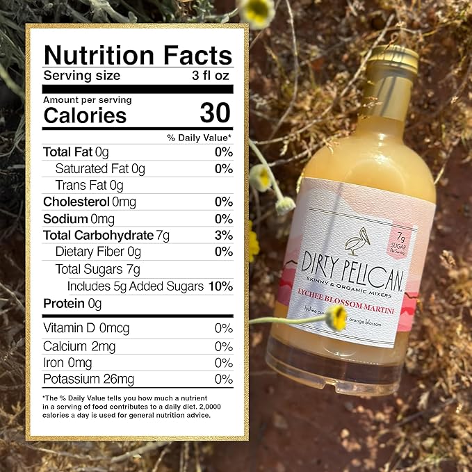 Dirty Pelican Cocktail Mixers - Lychee Blossom Martini - Skinny & Organic Drink Mixes for Cocktails - Low Calorie Mocktails - Low Sugar - Vegan - Gluten Free - No Preservatives - 750ml (1 Bottle)