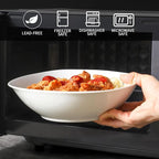 fMBB 4pcs Large Pasta Bowls, 35 OZ Porcelain Deep Dinner Plates, Big Salad Bowls Set, House-warming Dinnerware, Dishwasher, Microwave, Oven Safe