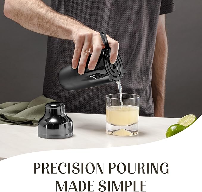 Mixology Bartender Kit: 10-Piece Bar Tool Set with Mahogany Stand | Perfect Home Bartending Kit and Martini Cocktail Shaker Set for a Perfect Drink Mixing Experience | Housewarming Gift (Gun-Metal)