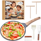 Nonstick Crepe Pan Set, 6 Piece Set Kitchen Pancake Grill Pan, 9.5 Inch Granite Coating Flat Skillet Tawa Dosa Tortilla Pans, Pizza Pans, Fry Pan Compatible with All Stovetops (9.5 Inch)