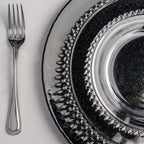 WOLFF - Set of 4 Pearl Beaded Crystal Dessert Plates - Salad, Appetizer or Starter Plate, Dinner Accessories, Decorative Dish, Crystal Kitchen Accessories - Luxury Dinnerware - Clear 8"