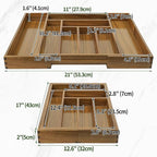 Luxury Acacia Kitchen Drawer Organizer - Silverware Organizer - Utensil Holder and Cutlery Tray with Grooved Drawer Dividers for Flatware and Kitchen Utensils (8 Slot), 17*12.4*2 inch