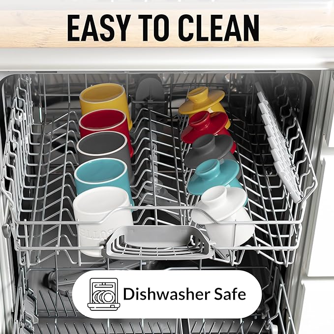 Zulay Kitchen Porcelain Butter Crock With Lid & Knife - Authentic French Butter Dish For Fresh & Spreadable Butter - Gray