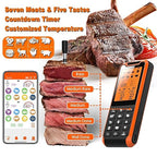 Smart Bluetooth Meat Thermometer - Long Range Wireless Food Thermometer, Digital Meat Thermometer with Dual Probes for BBQ Grill, Oven, Smoker, Air Fryer