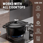 Oval Dutch Oven for Bread Baking, 4.5 Quart Non Stick Enameled Cast Iron Dutch Oven Pot with Lid, Oven Safe Oval Casserole with Lid up to 500°F for Baking, Braising, Stews, Roasting (Black)