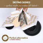 Native Fab Kitchen Dish Towels 16"x26" - Set of 4 - Absorbent Cotton Hand Towels, Restaurant Grade Dish Towels for Quick Drying, Cleaning, Dish Cloths Set with Hanging Loop - Beige and White