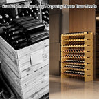 Bambloom Wine Rack Freestanding Floor, Stackable Wine Bottle Storage, Wooden Free Standing Wine Stand Organizer for Kitchen,Cellar. 36 Bottles Wine Holder Display Shelves for Champagne (Bamboo)