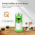 CHULUX Mini Single Serve Coffee Maker for K Cup Capsule, Tiny Small Size Coffee Machine for One Person Travel, RV, Truck and Home, Green