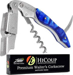 HiCoup Kitchenware Wine Opener - Professional Corkscrews for Wine Bottles w/Foil Cutter and Cap Remover - Manual Wine Key for Servers, Waiters, Bartenders and Home Use - Sapphire