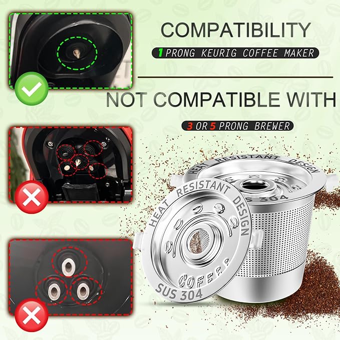 3 Pack Reusable K Cup for Keurig 1.0,Stainless Steel Reusable K Cups for Coffee Maker K Cup Reusable Coffee Pods with Heat Resistant Handles and Scoop