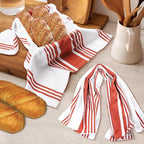 Urban Villa Fall Kitchen Towels 100% Cotton Pack of 6 Highly Absorbent Quick Drying Soft Premium Dish Towels for Kitchen with Hanging Loop Thanks Giving TeaTowels - 20x30 Inch (Rust & White Striped)
