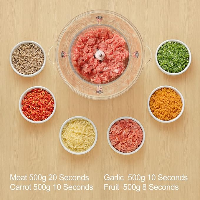 220V Food Processor & 2L Meat Grinder Chopper for for Meat, Vegetables, Fruits and Nuts,4 Bi-Level Blades, Stainless Steel (EU Plug pro)