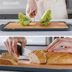 Titanium Cutting Board for Kitchen, Cutting Board Double Sided with Juice Groove, Food Grade Pure Titanium and Wood Fiber Composite, for Chopping Meat/Vegetables/Fruit Dishwasher Safe 16"×11"