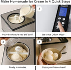 Whynter Ice Cream Maker Machine Automatic 2.1 Qt. with Built-In Compressor, LCD Digital Display & Timer, No Pre-Freezing, ICM-200LS, Stainless Steel