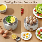 TAKOO 3-in-1 Electric Egg Cooker for Hard Boiled Eggs Poacher, Omelet Maker & Vegetable Steamer, Holds 14