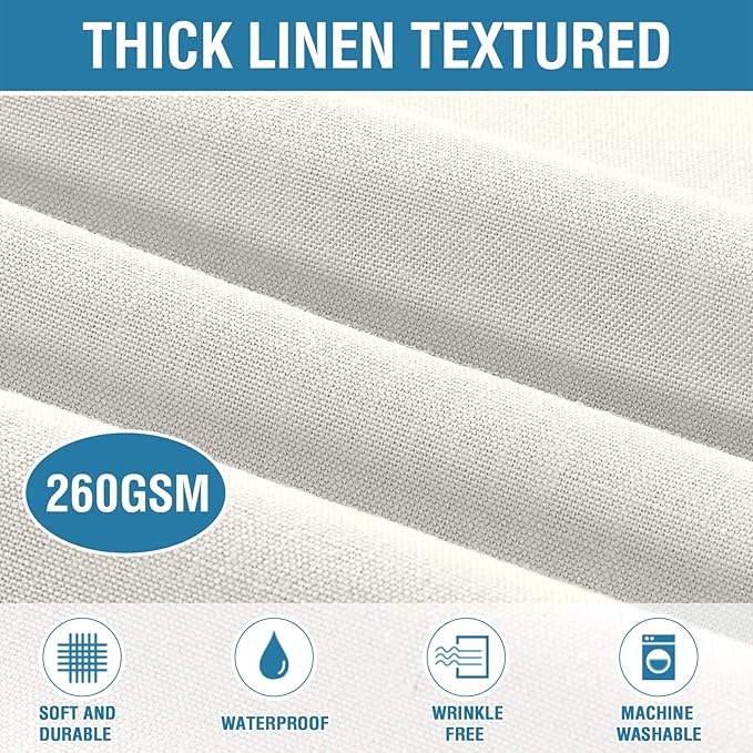 H.VERSAILTEX Linen Textured Table Cloths 60 x 104 Inch Premium Solid Tablecloth Spill-Proof Waterproof Table Cover for Dining Buffet Feature Extra Soft and Thick Fabric Wrinkle Free, Ivory
