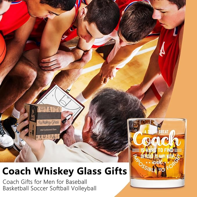 Futtumy Great Coach Whiskey Glass, Coach Gifts for Men, Basketball Coach Gifts, Baseball Soccer Softball Volleyball Gift for Graduation Competition Christmas Birthday
