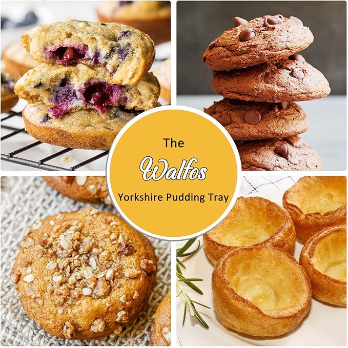 Walfos Silicone Muffin Top Pans for Baking 4inch Jumbo Size, Perfect Results Premium Non-Stick Bakeware Egg Baking Pan, Great for Eggs, Hamburger Bun, Muffin Top and More, Food Grade & BPA Free, 1pc