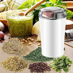 Electric Herb Grinder 200W Powerful Fast Grinding for Dry Spices Flower Buds with Brush, Easy On/Off One-Touch Push Button Powder Grinder Perfect For Herbs, Spices, Nuts, Grains and Coffee Beans