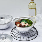 24 Disposable Aluminum Pot with Lid Round Foil Pans Disposable Cookware Food Container for Vacation Trips Camping Baking Heating Cooking (33.8 oz)