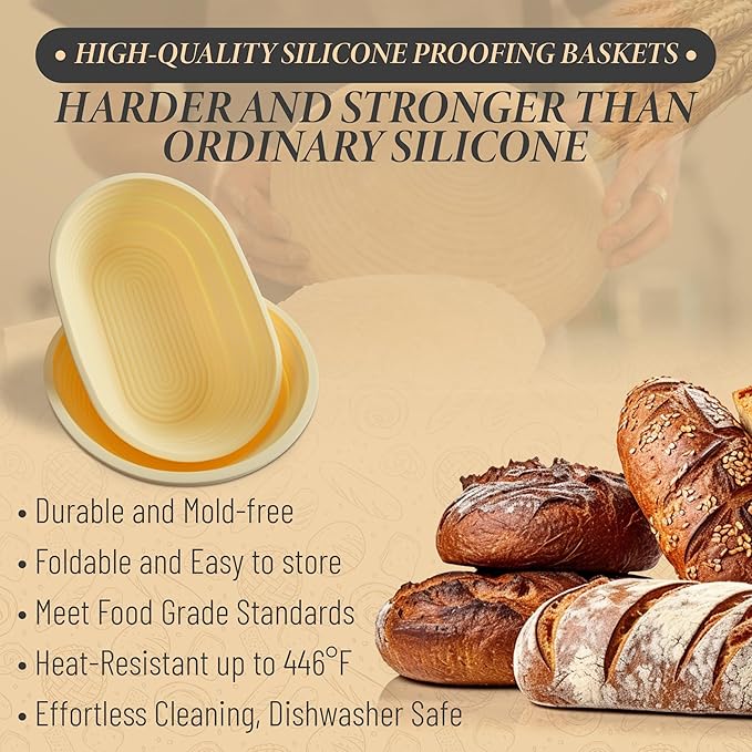 Complete Sourdough Starter Kit, Glass Sourdough Starter Jar Kit & Sourdough Bread Baking Supplies - Sourdough Starter Kit Includes Sourdough Jar, Silicone Bread Proofing Bowl & More (yellow, 10 inch)