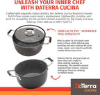 DaTerra Cucina - 8 Qt Nonstick Ceramic Dutch Oven with Lid – Large Stock Pot, Oven & Induction Safe, Heavy Duty, Lightweight, Lead & PFOA Free, Volcanic Black | Made in Italy