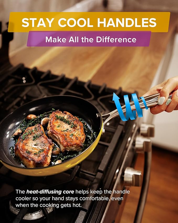 Nuwave Lux 13-Piece Premium Cookware Collection, Healthy G10 Duralon Blue Ceramic Nonstick, Ultra Durable, PFAS-Free, Lightweight & Works on All Cooktops