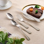 20-Piece Off white Silverware Set 18/0 Stainless Steel Silverware Set Off white Handle Cutlery Set Service for 4 Dinner Knives Forks Spoons Set Flatware Set Finish Dishwasher Safe