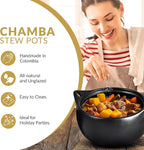 Authentic La Chamba Stewpot-Elegant, All-Natural Black Clay Dutch Oven for Braising, Baking, Roasting Chicken, Cooking Beans - Stovetop & Oven Safe – Handmade in Colombia - Medium, 3 Qt.