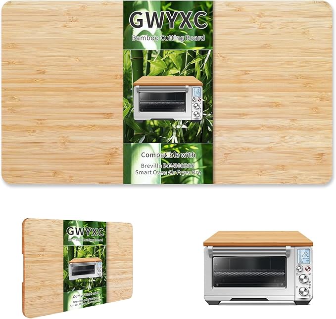Bamboo Cutting Board for Breville BOV900BSS Smart Oven Air Fryer Pro, 20.1" x 11.8" Toaster Oven Smart Oven Accessories With Heat-Resistant Non-Skid Silicone Feet for Countertop Convection Oven