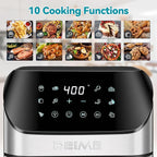 DEIME Air Fryer 6.2 QT Oilless 1500W Large Capacity Oven Air Fryers Healthy Cooker with 10 Preset, Visual Cooking Window, Non-Stick Basket, Included Recipe