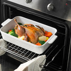 Jassceram Casserole Dishes for Oven, 3-Piece Ceramic Baking Dish Set, Rectangular Lasagna Pan Deep with Handles, Nesting Bakeware for Baking & Roasting, Oven Safe (9.6 to 13.1 Inch), White - Christmas Gift