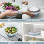 COOK WITH COLOR Collapsible Salad Spinner - 4 QT Space Saving Lettuce Dryer with Folding Collapsible Colander Great for Washing and Drying Fruit and Vegetables (Blue)