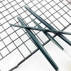 JASHII Flatware Serving Set 24 Piece, Stainless Steel Silverware Set, Green Silver Cutlery Set, Modern Elegant Tableware Set for Party, Christmas, Dinner (Green Silver)