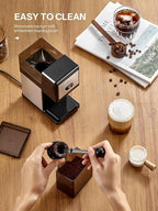 Electric Burr Coffee Grinder, Reemix Automatic Flat Burr Coffee for French Press, Drip Coffee and Espresso, Adjustable Burr Mill, Black+Silver