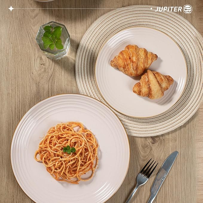 famiware Jupiter Dinner Plates Set of 6, 10.5 Inch Plate Sets, Microwave and Dishwasher Safe, Scratch Resistant, Kitchen Plates Perfect Serving Dishes, Light Pink