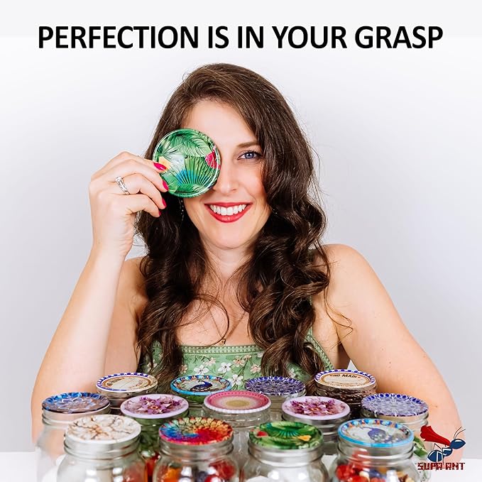 Supa Ant Thickest Canning Lids Regular Mouth (50 Pcs.) Food Grade Tin Can Lids for Canned Food - Buckle Proof & Rust Proof Lid for Canning Kit for Regular Mouth Mason Jars (Tropical) Canning Supplies
