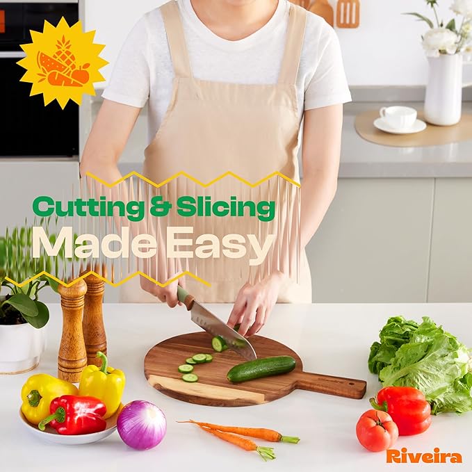 Riveira Acacia Wood Cutting Board – Gourmet Acacia Grandeur: 17 x 12 Wooden Cutting Board – Natural Wooden Cutting Boards For Kitchen Decorative – Innovative Juice Grooves Acacia Wooden Chopping Board