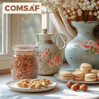 ComSaf Airtight Glass jar with lid 26oz Set of 6, Glass Storage Containers with Lids, Glass Canister, Mason Jars, Striped Clip Fastening Jar for Kitchen Canning, Oat, Coffee, Pasta, Snack, Nut, Candy