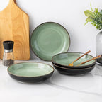 LERATIO Large Pasta Bowls,38oz Ceramic Pasta Bowls,9.0" Reactive Glaze Pasta Bowl Set of 6,Microwave & Dishwasher,Oven Safe,Wide Serving Bowls for Salad,Pasta,Fruit,Scratch Resistant-Light Blue