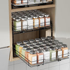 2-Tier Pull Out Spice Rack, Spice Rack Organizer, Pull Out Spice Racks for Inside Cabinets, Height Adjustable Heavy Duty Metal Basket for Inside Cabinet & Pantry (13.5''Wx10.5''Dx9.5''H)