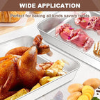 EWFEN 12 Inch Rectangular Cake Pan Set of 2, Stainless Steel Deep Baking Pan for Lasagna Brownies Casseroles, Metal Cookie Tray Fits in Toaster Oven, Rust-resistant, Dishwasher Safe