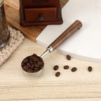 Vintage Coffee Measuring Spoon - 304 Stainless Steel, Coffee Scoop,10g Capacity, Walnut Handle - Perfect for Coffee, Tea, and More (Silver)