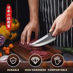 ROCOCO 3PCS Butcher Knife Set - Serbian Chef Knife Viking Boning Cleaver for BBQ Birthday Father Mother Christmas Gift Idea Men