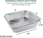 FUNSTITUTION Aluminum Foil Pans 8x8 Inches (30 Pack) - Tin Foil Pans with High Heat Conductivity - Disposable Aluminum Tray Cookware For Baking, Grilling, Cooking, Storing, Prepping