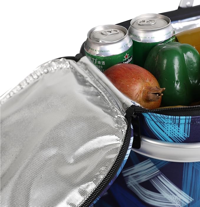 ALLCAMP Insulated Cooler Bag Portable Collapsible Picnic Basket Cooler with Sewn in Frame (Medium Triangle Pattern)